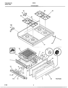 Top/drawer Diagram and Parts List for 282247B  Frigidaire Range