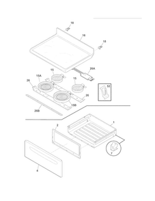 Top/drawer Diagram and Parts List for FFEF3018LBF  Frigidaire Range