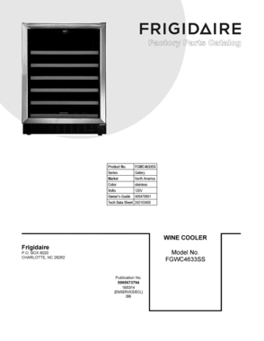 01 - COVER SHEET Diagram and Parts List for FGWC4633SS  Frigidaire Wine and Beverage Cooler