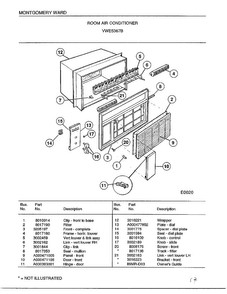 Room Air Conditioner Diagram and Parts List for 5367B  Frigidaire Air Conditioner