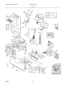 Cabinet Diagram and Parts List for GRFC2353AFD  Frigidaire Refrigerator