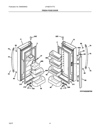 Fresh Food Door Diagram and Parts List for LFHB2751TF3  Frigidaire Refrigerator