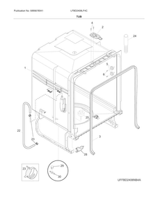 Tub Diagram and Parts List for LFBD2409LF4C  Frigidaire Dishwasher