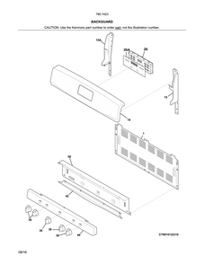 Backguard Diagram and Parts List for 79074232313  Kenmore Range