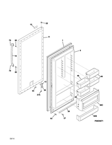 Door Diagram and Parts List for EI32AF65JS3  Electrolux Freezer