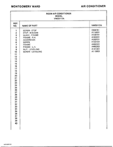 Room Air Conditioner Page 10 Diagram and Parts List for 5117A  Frigidaire Air Conditioner