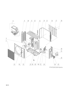 Recommended Spare Parts Diagram and Parts List for FFHP222CQ20  Frigidaire Air Conditioner