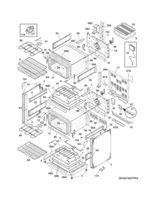 Body Diagram and Parts List for FGEF302TPBA  Frigidaire Range