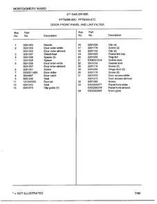 Door Front Panel And Lint Filter Page 2 Diagram and Parts List for 8289-80C  Frigidaire Dryer