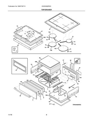 Top/drawer Diagram and Parts List for EW30IS80RSC  Frigidaire Range