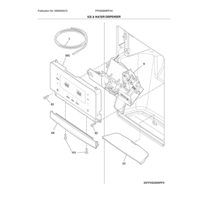 Ice And Water Dispenser Diagram and Parts List for FPHS2699PF4A  Frigidaire Refrigerator