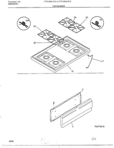 Top/drawer Diagram and Parts List for 2864  Frigidaire Range
