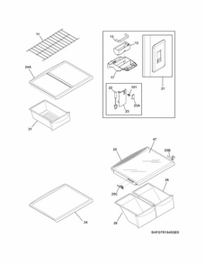 Shelves Diagram and Parts List for FGTR2045QE1  Frigidaire Refrigerator