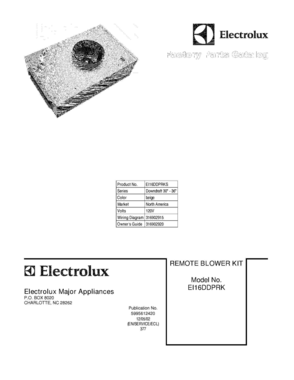01 - COVER Diagram and Parts List for EI16DDPRKS  Frigidaire Range Hood