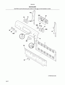 Backguard Diagram and Parts List for 79094192314  Kenmore Range