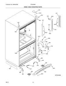 Part Location Diagram of 242260304 Frigidaire COVER, TOP HINGE, RH, GR