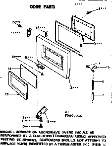 Door Parts Diagram and Parts List for 5649907710  Kenmore Microwave