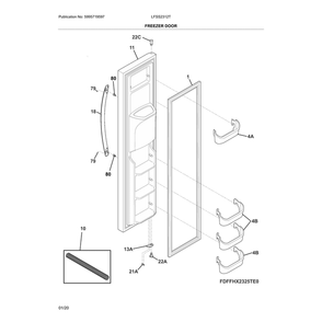 Freezer Door Diagram and Parts List for LFSS2312TD3  Frigidaire Refrigerator