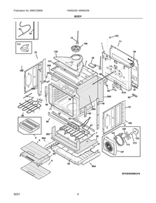 Body Diagram and Parts List for 90462039A  Frigidaire Range