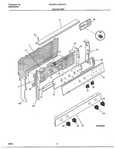 Backguard Diagram and Parts List for 284447A  Frigidaire Range