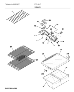 Shelves Diagram and Parts List for FFTR1814TB4  Frigidaire Refrigerator