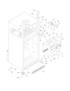 Cabinet Diagram and Parts List for FGHT1832PF1  Frigidaire Refrigerator