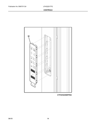 Controls Diagram and Parts List for LFHG2251TF2  Frigidaire Refrigerator