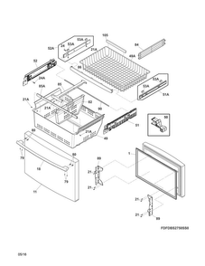 Freezer Drawer/baskets Diagram and Parts List for FDBS2750SS0  Frigidaire Refrigerator