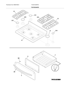 Top/drawer Diagram and Parts List for FGGF3035RFB  Frigidaire Range