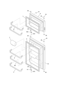 Doors Diagram and Parts List for 2536181401C  Kenmore Refrigerator