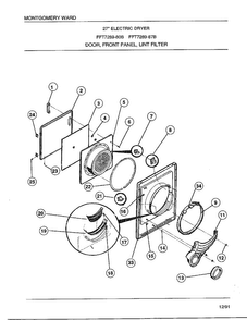 Door/front Panel/lint Filter Diagram and Parts List for 7289-80B  Frigidaire Dryer