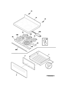 Top/drawer Diagram and Parts List for 79094199311  Kenmore Range