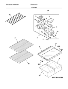 Shelves Diagram and Parts List for FFHT1614QQ5  Frigidaire Refrigerator