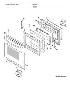 Door Diagram and Parts List for FGEH3047VDA  Frigidaire Range