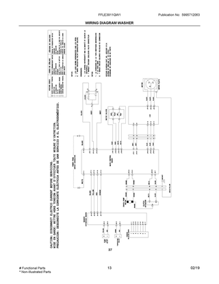 Wiring Diagram Washer Diagram and Parts List for FFLE3911QW1  Frigidaire Washer Dryer Combo