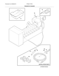 Freezer Ice Maker Diagram and Parts List for FPBS2777RFA  Frigidaire Refrigerator