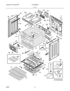 Body Diagram and Parts List for FCFI3082BSA  Frigidaire Range