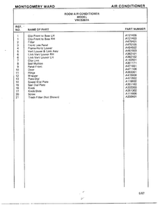 Room Air Conditioner Page 2 Diagram and Parts List for 5367A  Frigidaire Air Conditioner