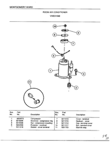 Room Air Conditioner Page 3 Diagram and Parts List for 5159B  Frigidaire Air Conditioner