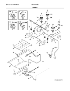 Burner Diagram and Parts List for LFGS3025PFJ  Frigidaire Range