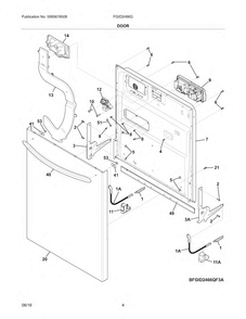 Door Diagram and Parts List for FGID2466QB5A  Frigidaire Dishwasher