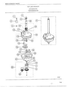 Top Load Washer/transmission Diagram and Parts List for 6506-87E  Frigidaire Washer