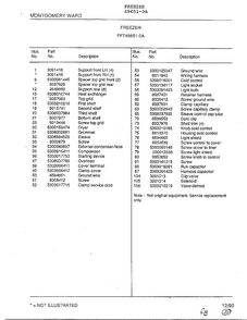 Freezer Page 6 Diagram and Parts List for 49651-0A  Frigidaire Freezer