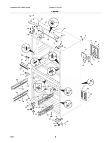 Cabinet Diagram and Parts List for FG4H2272UF04  Frigidaire Freezer