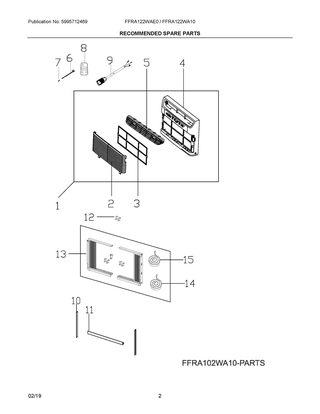 Part Location Diagram of 5304520833 Frigidaire Air Conditioner Remote Control