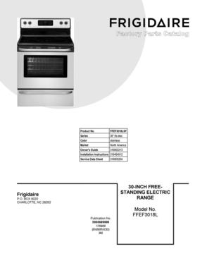 01 - Cover Sheet Diagram and Parts List for FFEF3018LSF  Frigidaire Range