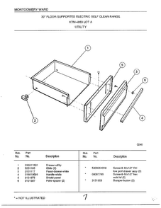 Utility Diagram and Parts List for 4863A  Frigidaire Range