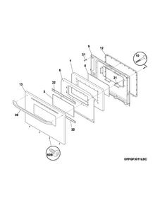 Door Diagram and Parts List for FFGF3015LBE  Frigidaire Range