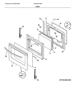 Door Diagram and Parts List for FCRG3051ASB  Frigidaire Range