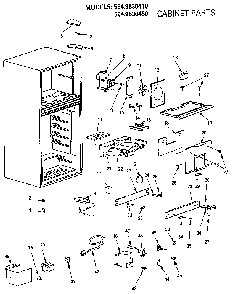 Cabinet Diagram and Parts List for 5649630410  Kenmore Refrigerator